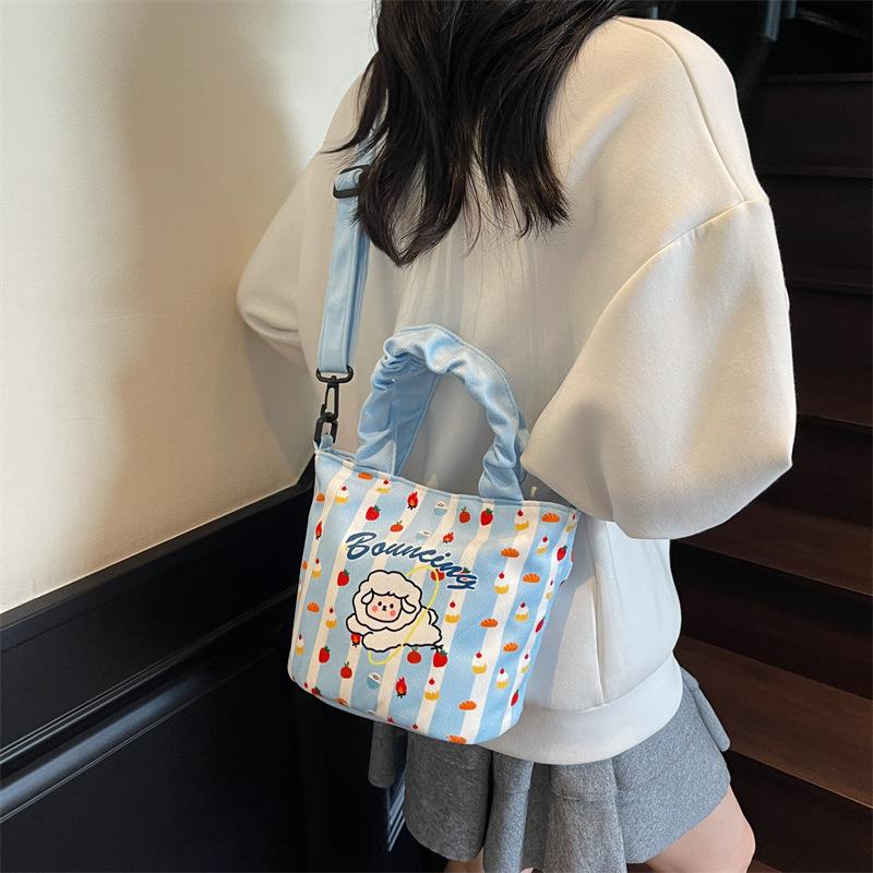 2025 New Korean Cute Portable Bucket Bag Fashionable Small Fresh Simple Casual High Value Shoulder Messenger Bag