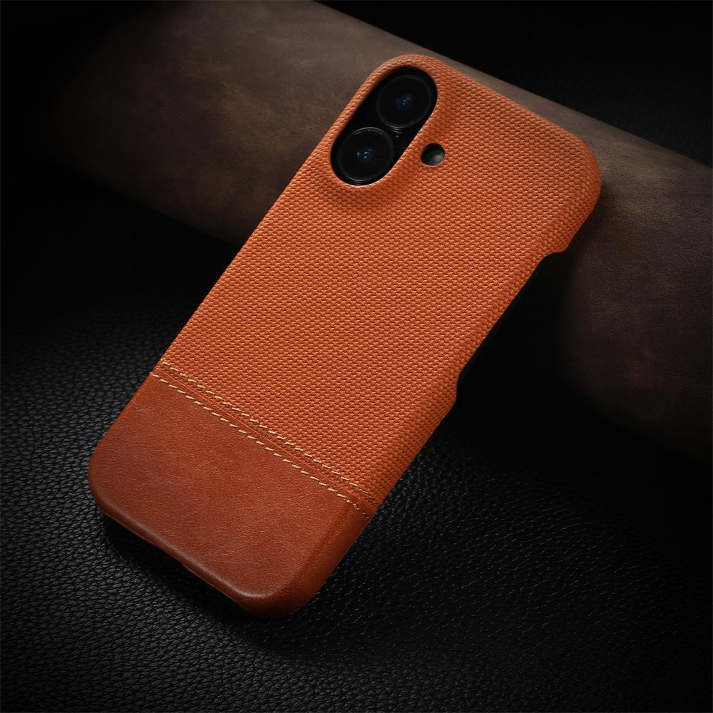 Business Leather Iron On Nylon Fabric Case For For Iphone 17 Air 16 1 14 13 12 Pro Max Plus Borderless Cooling PC Shockproof Cover