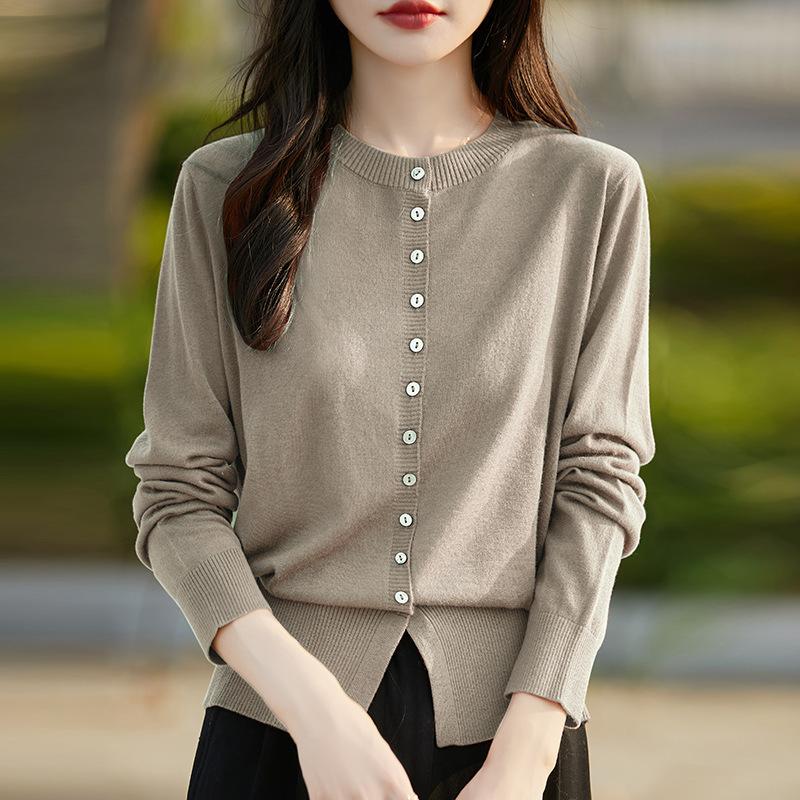 Dámské pletené zboží Pletený svetr s dlouhým rukávem Chambray Svetr Bunda Pas Tenký Spodní Košile