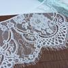 1.5m x 20.5cm White French Chantilly Lace, Non-stretch Eyelash Mesh Lace Fabric for Sewing, Bra, Underwear, Lingerie, Dress, Garment, Crafting