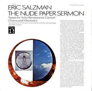 

LP Record ERIC SALZMAN Nude Paper Sermon 2590003 NONESUCH 1970 UK Classical Used