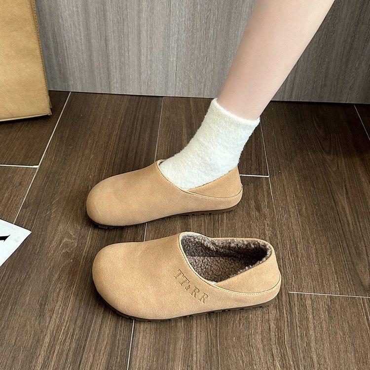 All-inclusive bequeme Schuhe, Damen Herbst- und Winter-Samt-Doudou-Schuhe, neue Retro-Slipper zum Reinschlüpfen, zwei Baumwollschuhe