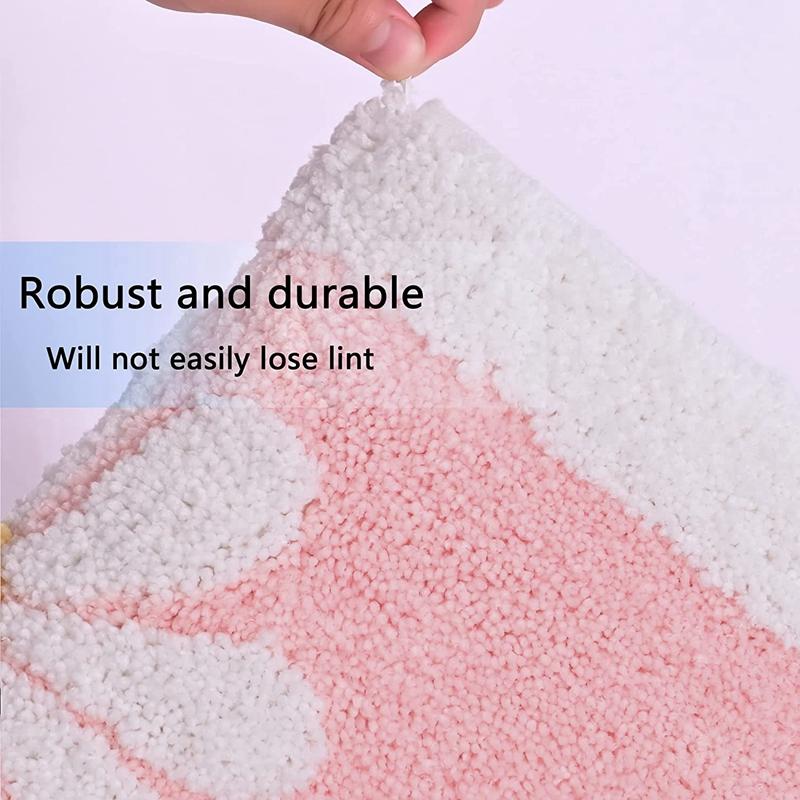 Inyahome Daisy Flower Bath Rugs Fluffy Soft Fiber Mat Non Slip Bathmat Plush Bathroom Rug for Bathroom Shower Room Floor Carpets