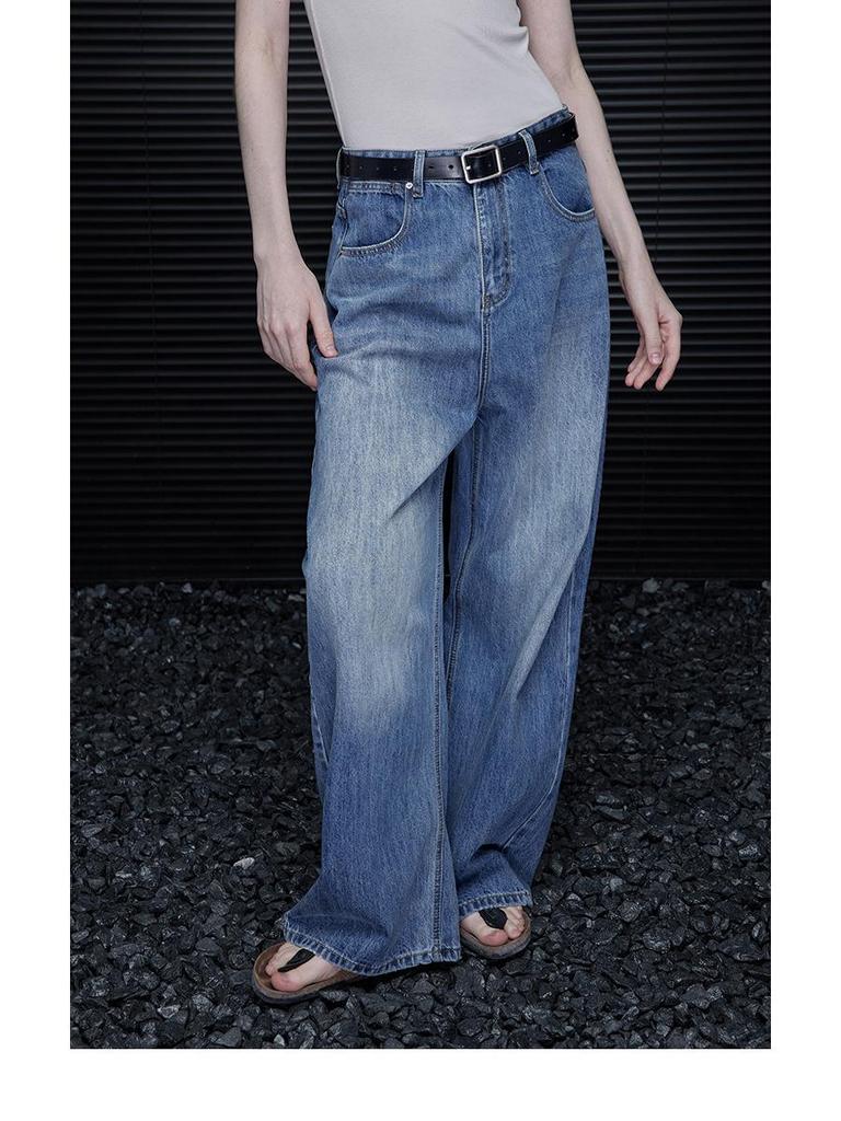Autumn 2025 Women's Retro Washed Wide-Leg Jeans - Stylish, Versatile Design