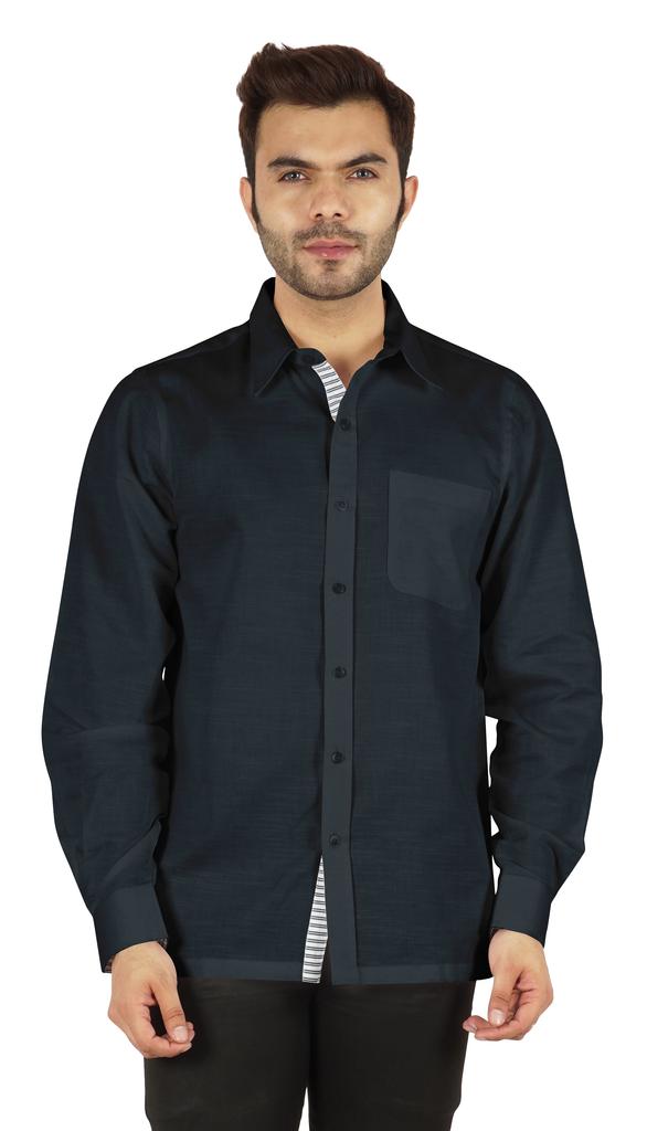 BestMan Formal Classic Button Down Cotton Shirts Inner Contrast Regular Fit Office Shirt For