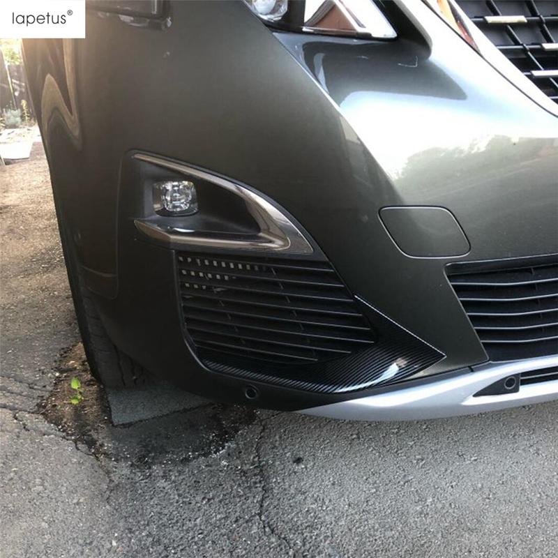 Front Fog Lights Lamp Eyelid Eyebrow Strip Cover Trim ABS Chrome  / Carbon Fiber Accessories For Peugeot 3008 3008GT 2017 -