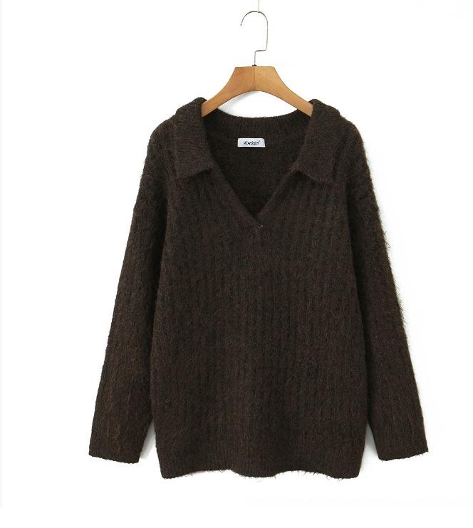 Women's Simple Lazy Knit Pullover Sweater - European & American Style