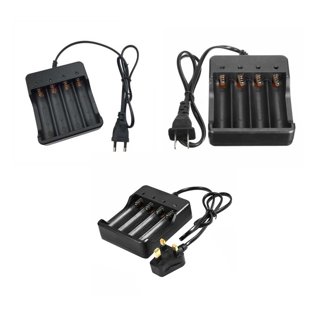 4 Slots Charger Li\-ion Battery 4\.2V EU/US/UK Plug Wired Indicator light Fashlight 4\*18650 batteries Charger Charging Cable