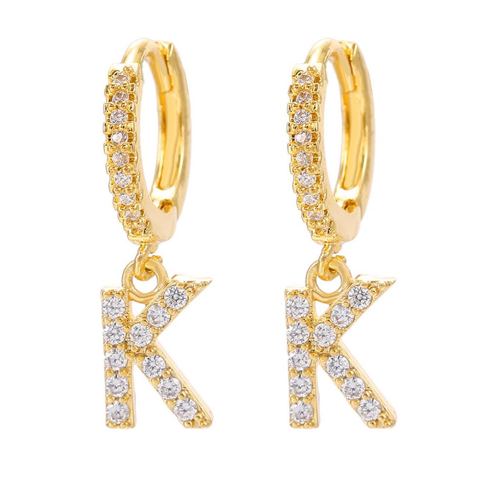 A Pair Of Zircon Earrings With Letters