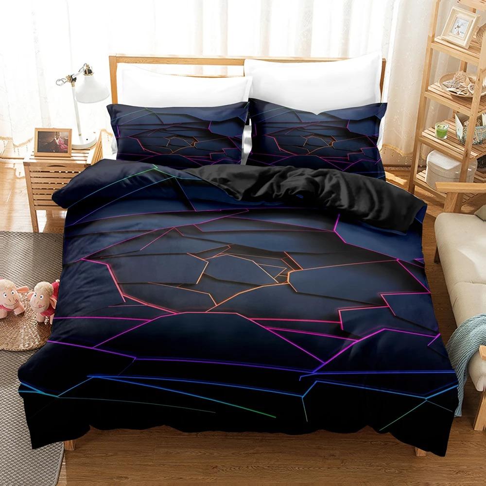 Juego de Cama de Rejilla Poligonal Brillante Dorada Juego de Edredón Cama Individual Doble Cama King Size Juego de Cama Cubierta de Edredón Funda de Almohada