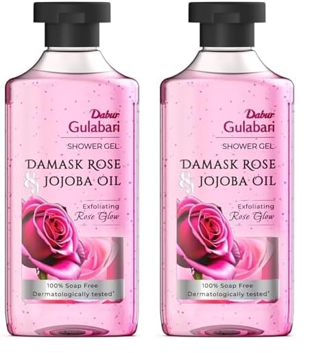 Dabur Gulabari Shower Gel Damask Rose & Jojoba Oil 250ml Pack of 2 | Hydrating, Soap Free, Gentle Body Cleanser With Rose Glow