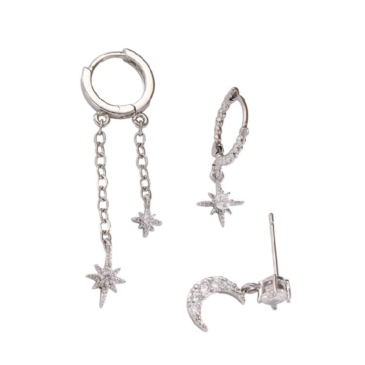 Three Part Mismatched Glowing Earrings Set Delicate Mixture Posts For Everyday Wear And Special Incidents