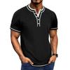 Elegante T-shirt Henley a maniche corte da uomo - Traspirante, casual e confortevole con scollo a V e bottoni per l'estate