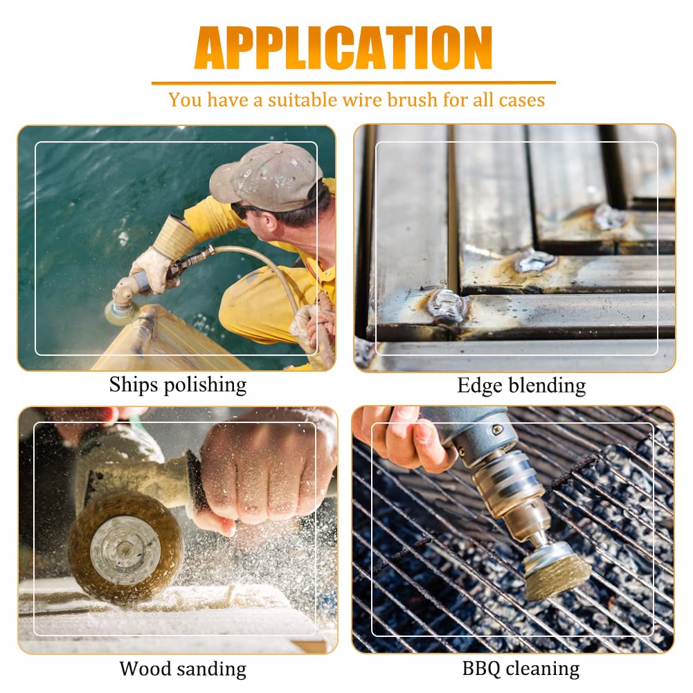 Set of 3 Wire Wheel Brushes for Drills, featuring coated brushes with a 1/4-inch shank, including cup and tube brushes designed