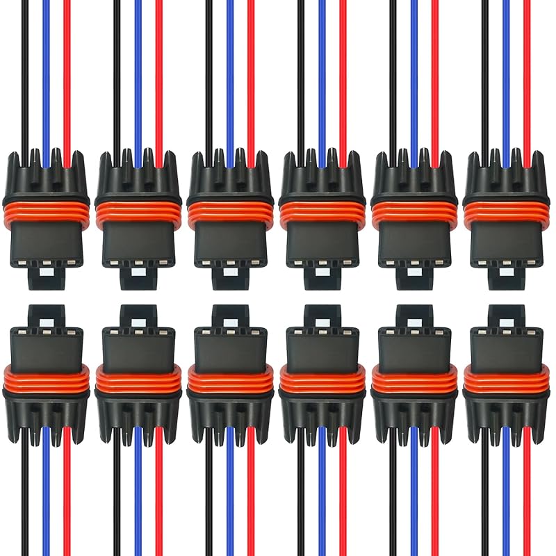 3 Pack Polaris Bus Bar Connectors – Pulse Bar Power Plug Harness for Ranger XP 1000 / RZR / RS1 / General 2018–2025 (Black Blue Red)