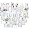 10 Stück Französische Retro Relief Mini-Glasvase Einfache Schreibtisch-Dekoration Flasche Transparent Gestreifte Blumenvase Haus- und Bürodekoration