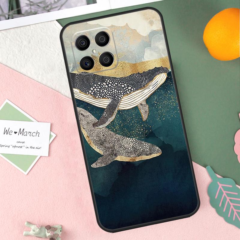 Cartoon Whale Case For Honor 90 50 70 Lite X9b X9a X8b X8a X8 X9 X9c Honor 200 Pro Magic 7 5 6 Lite Cover