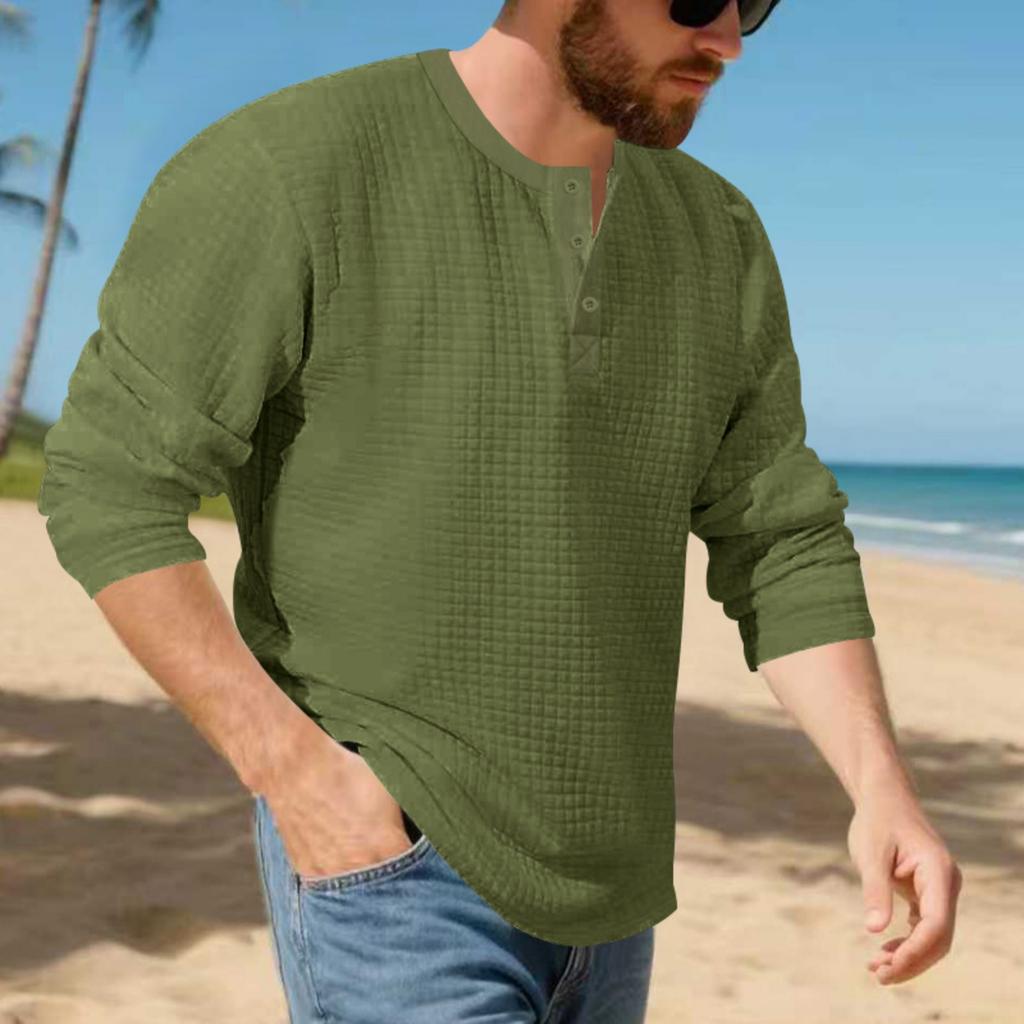 Men's Vintage Long Sleeve T-Shirt | Loose Fit Thermal Base Layer For Casual & Layering
