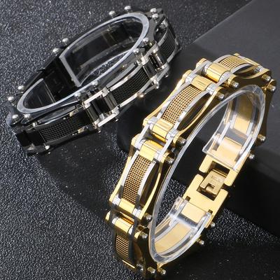 Fashion Cool Heavy Stainless Steel Bracelet for Men Massive 15MM Width Nets Style Chain Bike Bracelets Men's 7 Color Available