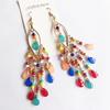 Boho Ethnic Seed Beads Long Earrings For Women Colorful Crystal Tassel Dangle Drop Earring Girls  Party Jewelry