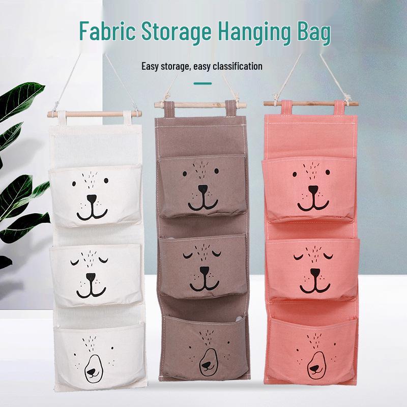 Waterproof Wall-Mounted Fabric Storage Bag for Bedside or Dorm Room