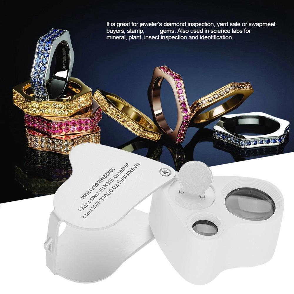 Dual Lens Portable Magnifier 30X/60X Magnification Magnifier with LED Geological Examination