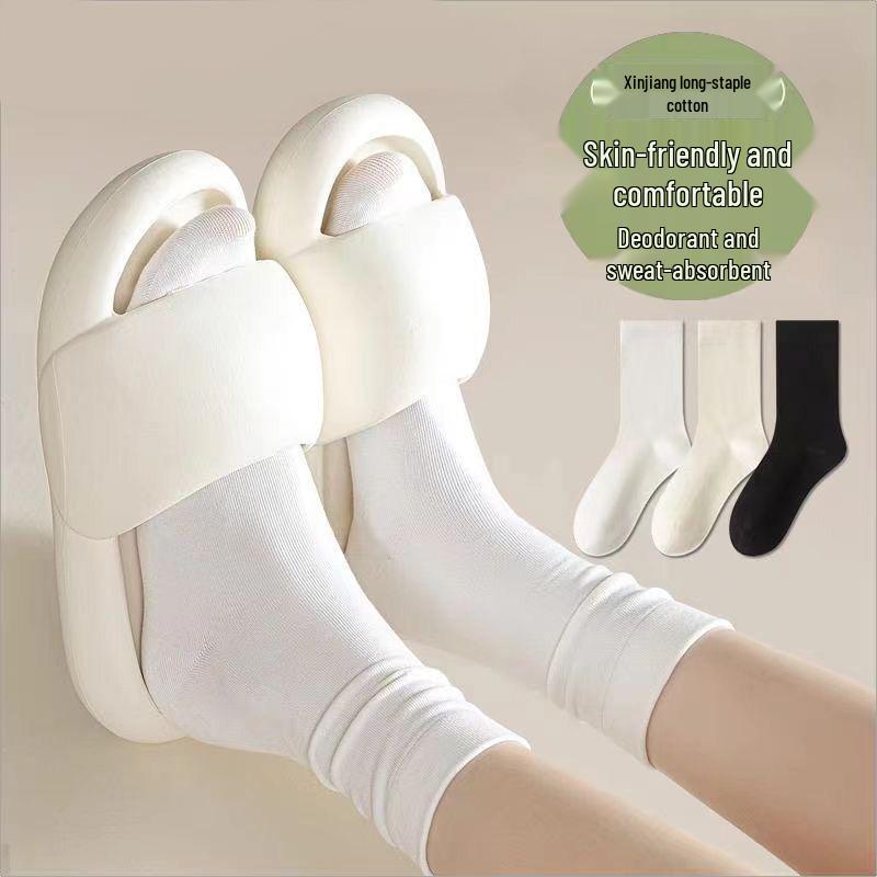 8 Pairs Women's Xinjiang Cotton Socks - Breathable, Odor-Resistant Mid-Calf and Over-the-Knee Styles