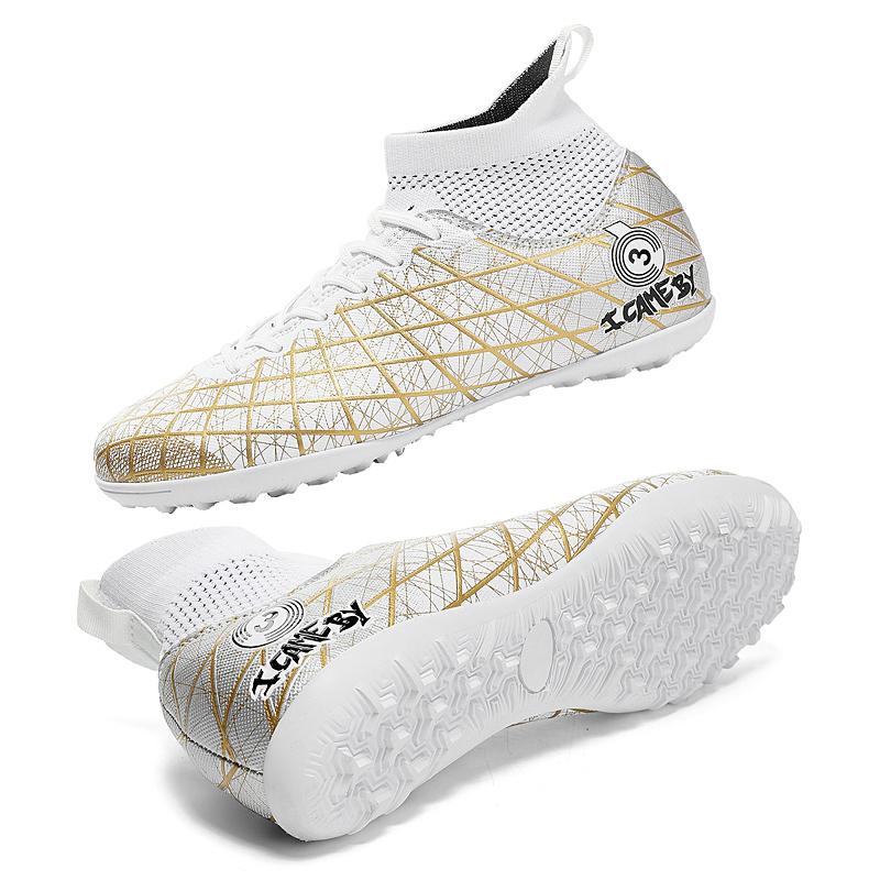 Men Football Boots Long Spikes High Ankle Soccer Shoes AG/TF Kids Outdoor Grass Cleats Soccer Boots Training Sport Football Shoes