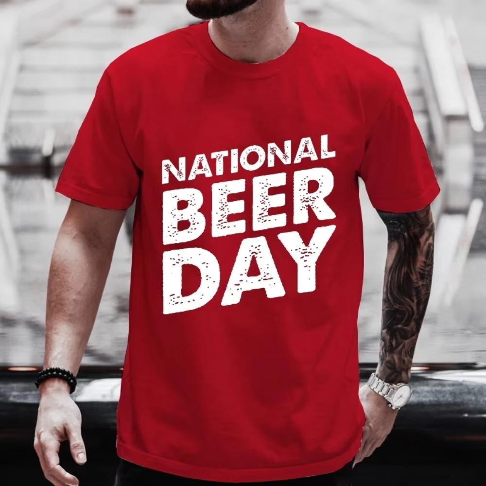International Beer DAY Graphic T Shirt for Men Summer Short Sleeve Tees Male Drinking Party Oversized Y2k Clothes Streetwear