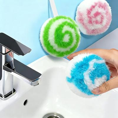 Čisticí kartáč Lízátko Spirálový design Jemná vlákna Bez poškrábání Silné odstraňování skvrn Koule na čištění koupelny Koupelnový kuchyňský čisticí nástroj