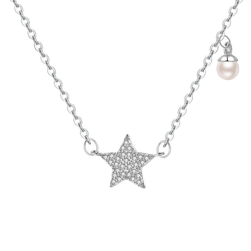 

Полное бриллиантовое пятиконечное жемчужное ожерелье со звездой, симпатичная цепочка-воротник со звездой, легкая, роскошная, маленькая, чувственная, женская
