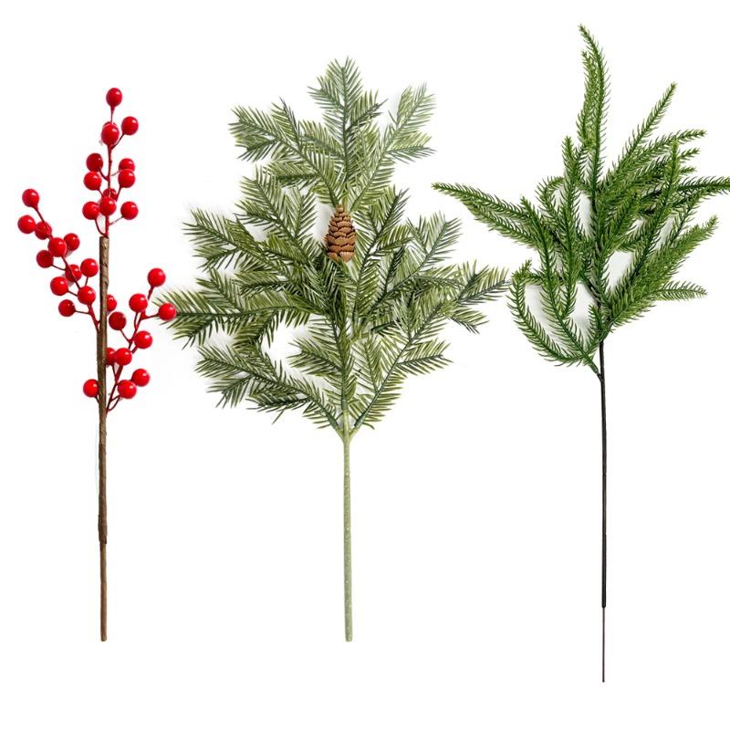 Artificial Christmas Green Plants, Small Bunches, Artificial Red Berries, Home Decoration Ornaments, Flower Arrangement Props