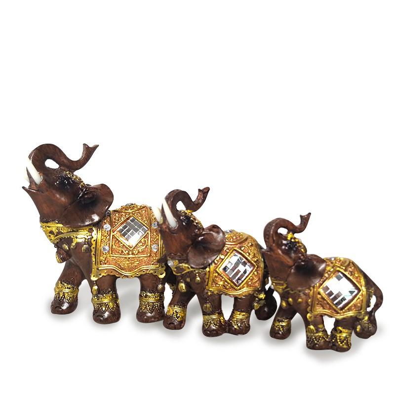 Resin Lucky Elephant Home Decor Set - Style Ornament Wedding Gift Office Or Living Room Display