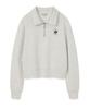 WACKY WILLY Women'S Lily Crop Collar Half-Zip Oatmeal