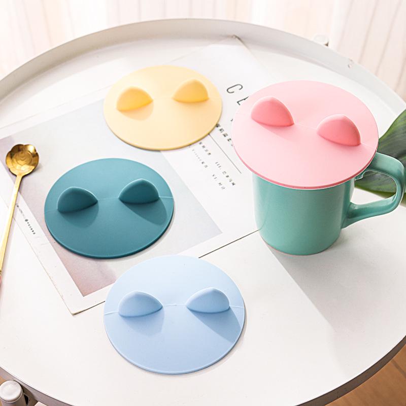 Silicone 3D Cat Ears Cup Lid - Leak & Dust Proof for Coffee & Glass Cups