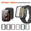 PC+Tempered Glass Case For Xiaomi Mi Band 9 Pro Mart Band Full Cover Screen Protector For Mi Band 9pro Protective Bumper Shell