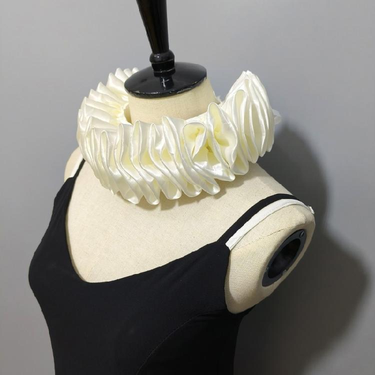 Detachable Ruffle Faux Collar Satins Shawl Wrap Role Play Clown Choker Neck Ruff Gothic Victorian Era Outfits for Women