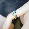 Bonbo Smile Charm Point Rainbow Square Bead Bracelet
