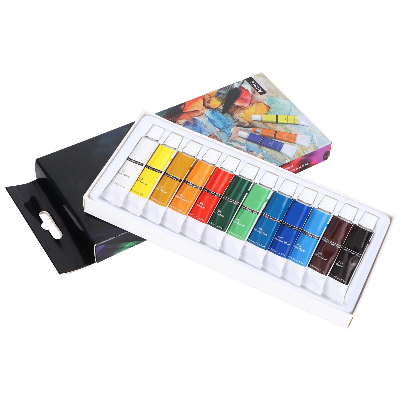 Профессиональный набор масляных красок для DIY, портативный набор пигментов для рисования, 12 мл x 12 шт.