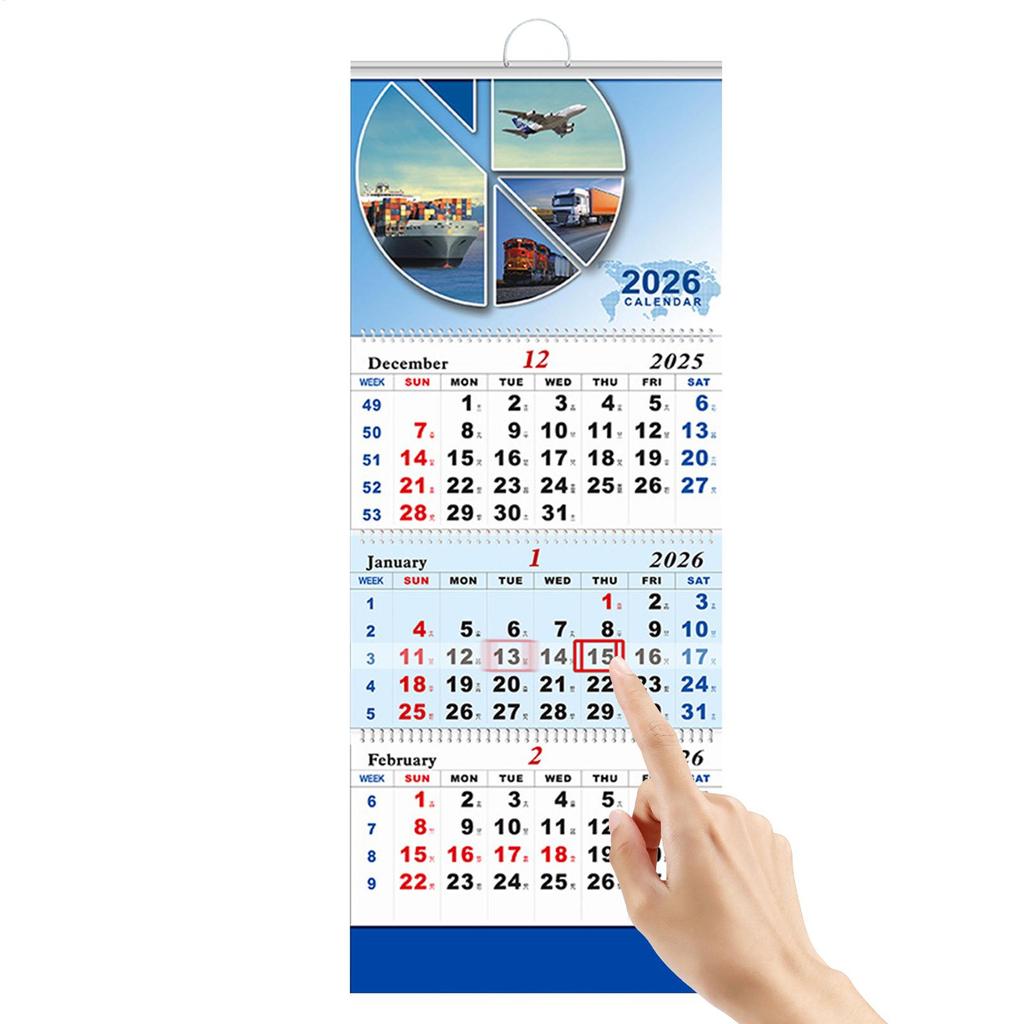 2026 Calendar 3 Months Home Planner Vertical Hangable Wall Calendar Planner Schedule Organization Holidays Calendar for Family