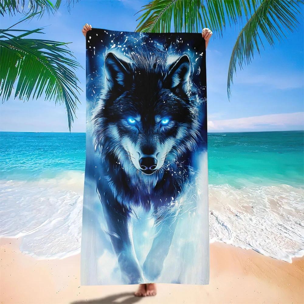 Wolf Beach Towel Class A European And American Microfiber Bath Towel Adult Men And Women Summer Printed Towel