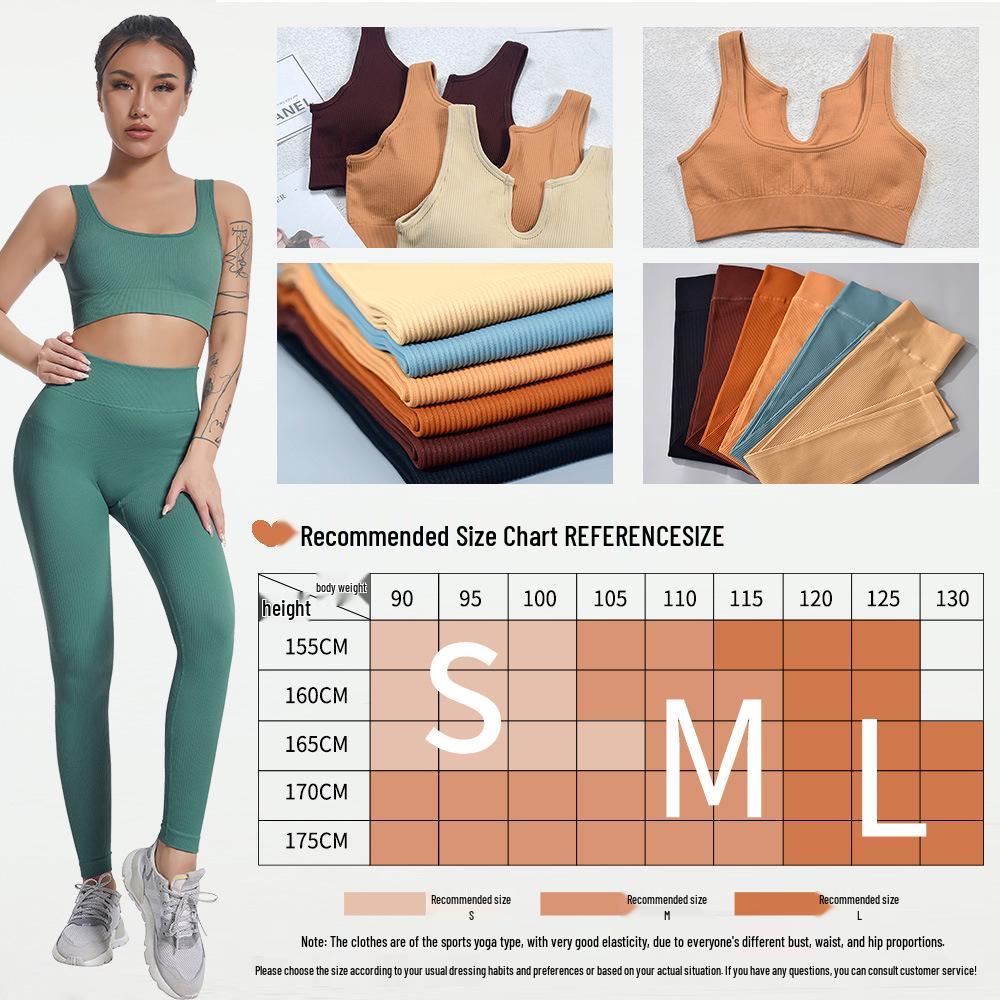 Women's Ribbed Seamless Yoga Set: Striped Sports Bra, Tank Top, Long Pants, and Shorts