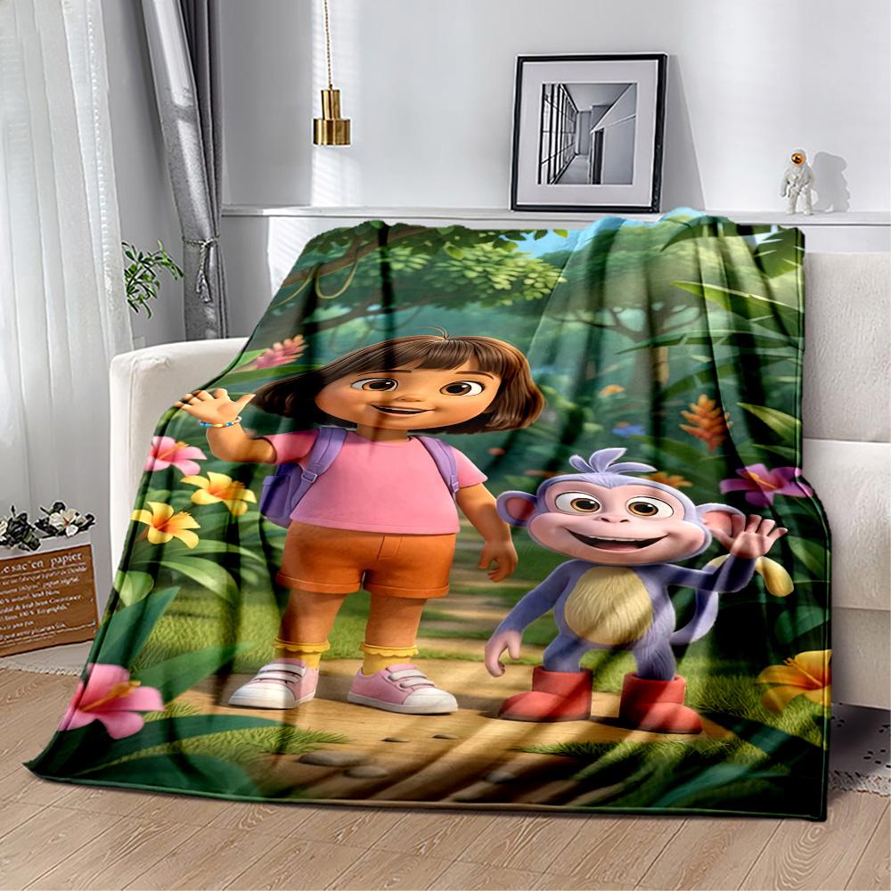 Dora Explorer Blanket Soft Warm Cozy Great for Office Picnics Livingroom All-Season Use Playful Design Ideal Gift For Birthday Valentine'S Day