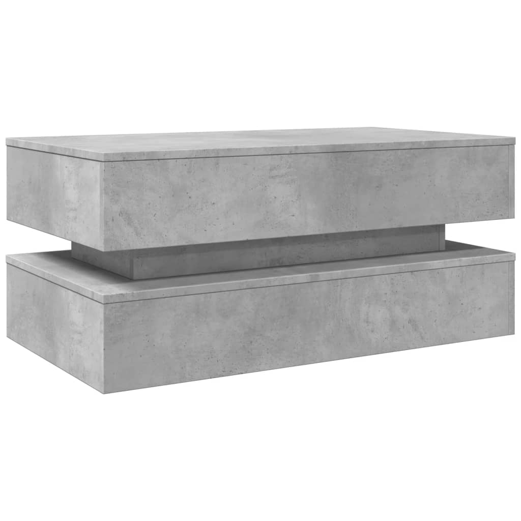 Coffee Table With LED Lighting, Concrete Gray, 90X50X40 Cm