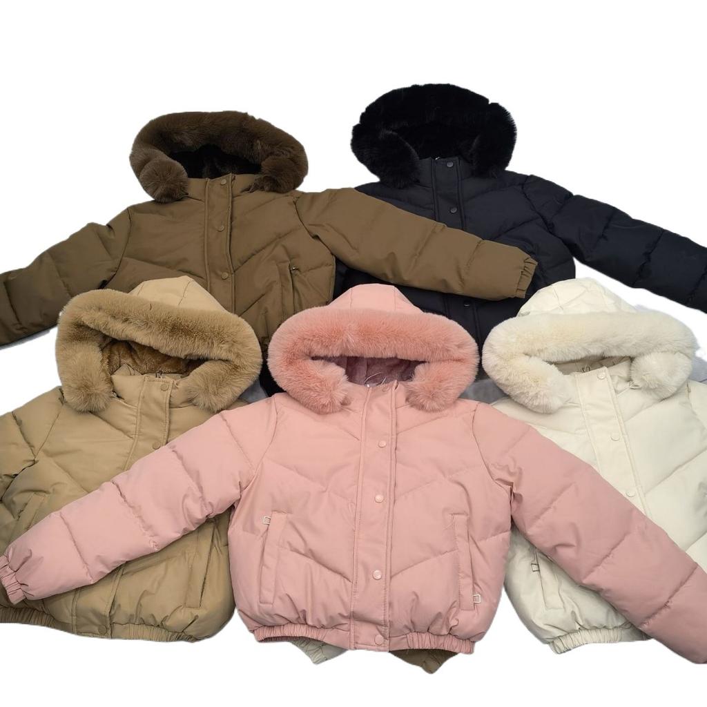 European and American short cotton clothes women's new winter big fur collar small bread clothes with jackets are in stock