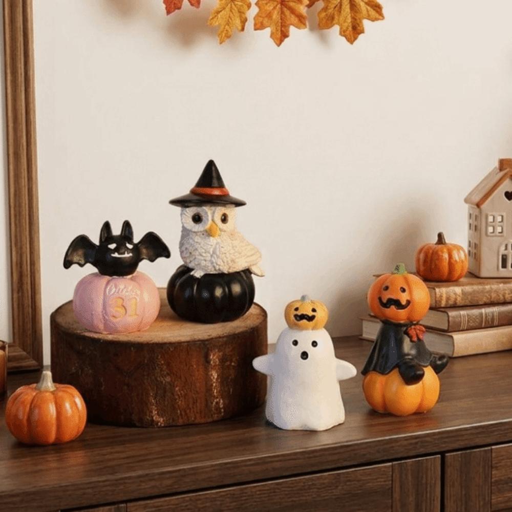 3D Owl Bat Pumpkin Ghost Statue Detailed Mini Halloween Figurines  Tabletop