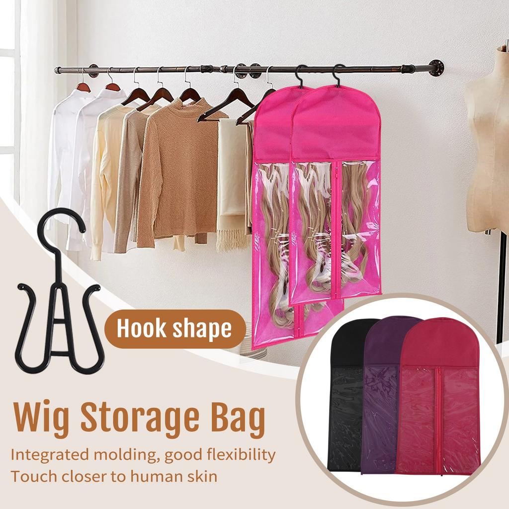 Haarverlängerungsständer Perücken Aufbewahrungstasche mit Haken Perückenständer kann mehrere Perücken halten, staubdichter Aufbewahrungsorganizer mit Haken für Haarverlängerungen,