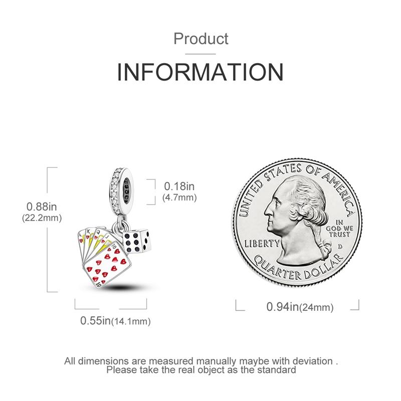 Charms Coppercreative Poker Card Dice Pendants Fit Charms Plataoriginal Bracelet Beads Women Jewellery Making Gifts