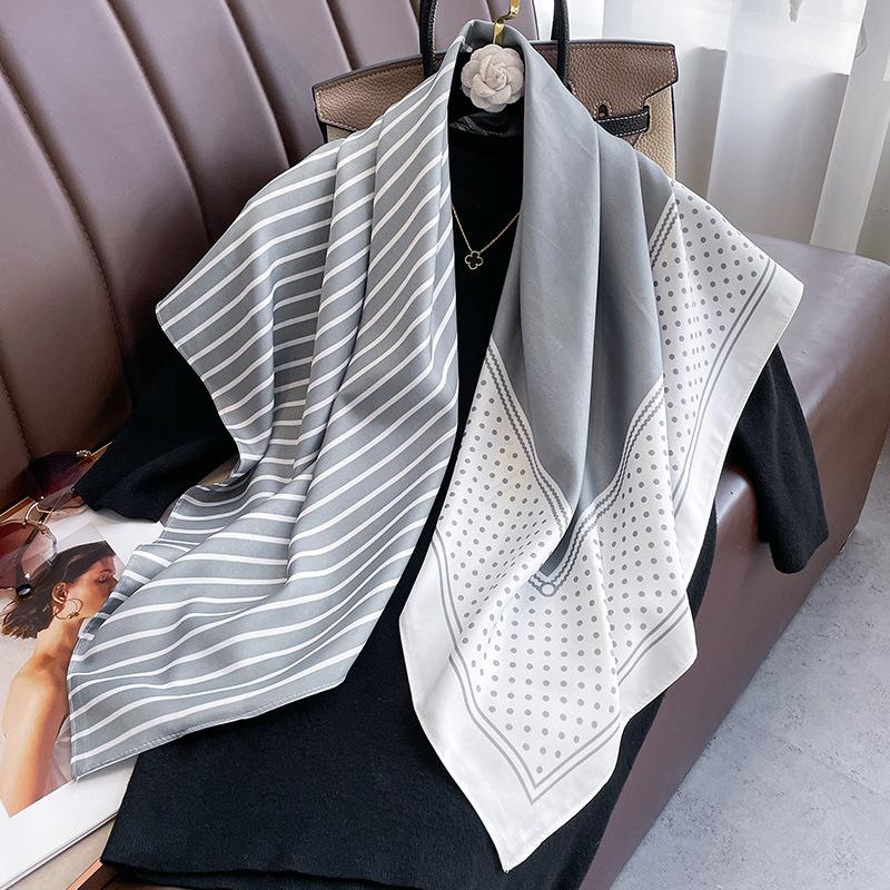 Luxury Brand Printed Hijab Scarf Elegant Thin Smooth Satin Shawl Summer Windproof Sunscreen Square Scarf For Women