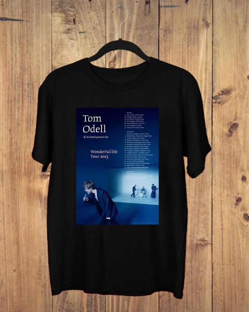 Tom Odell Wonderful life tour 2025 Black Cotton T Shirt Full Size S-5XL TU24 Unisex T-Shirt XXXL